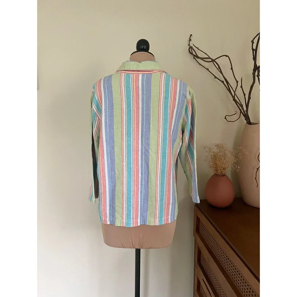 Vintage Coldwater Creek Striped Linen Top - Picture 3 of 5